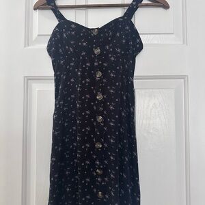 Floral Button-Down Black Dress